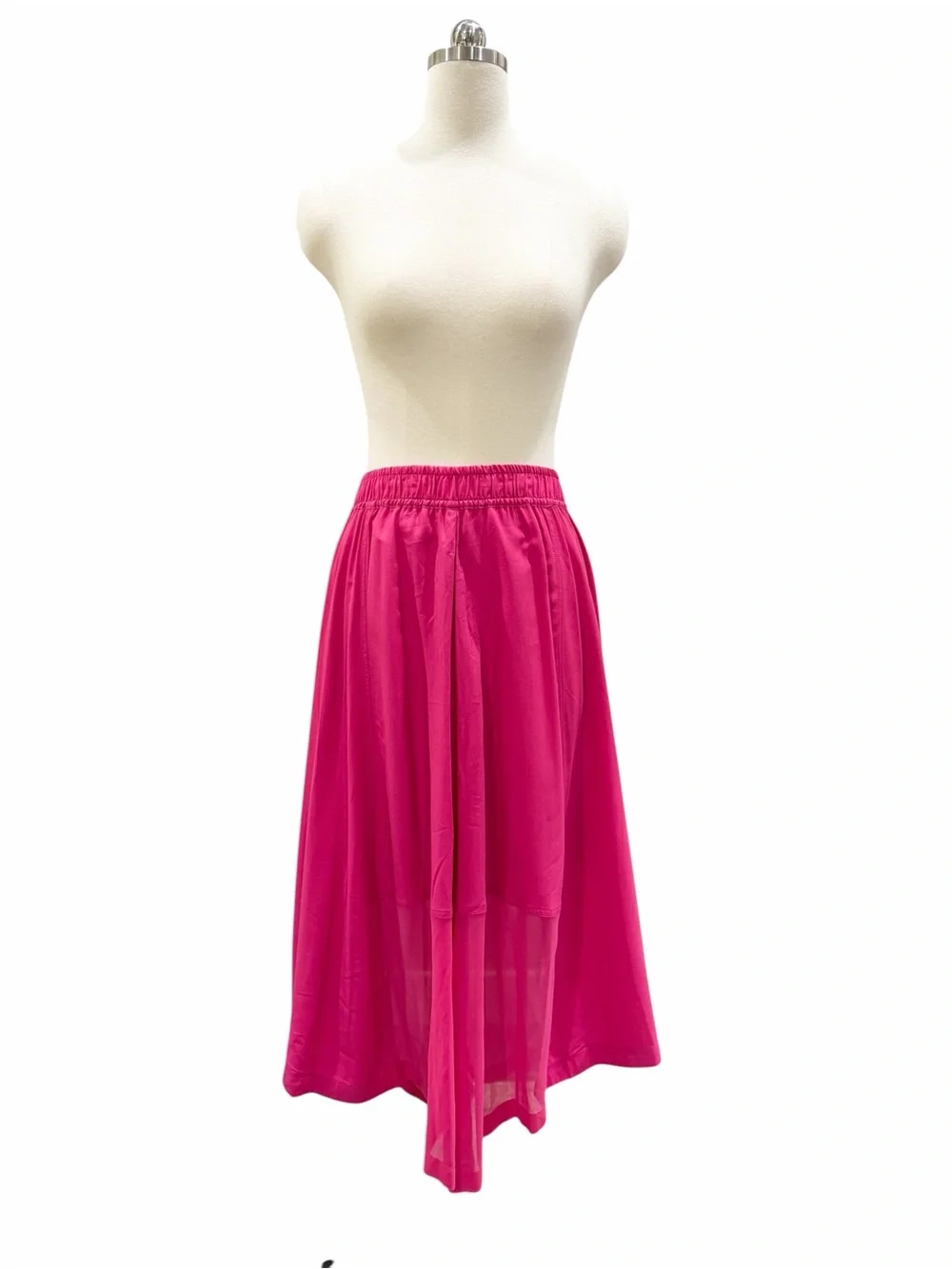DKNY Handkerchief Hem Mixed Media Pull On Elastic Waist Maxi Skirt Pink XL NWT